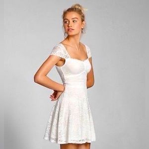 Abercrombie & Fitch Gillian Lace skater dress pink & white